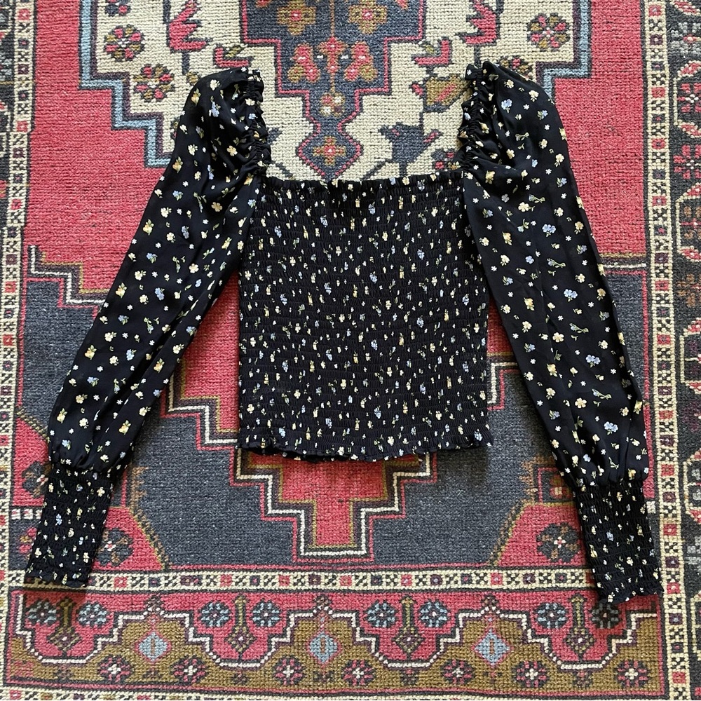Reformation floral pattern square neck top